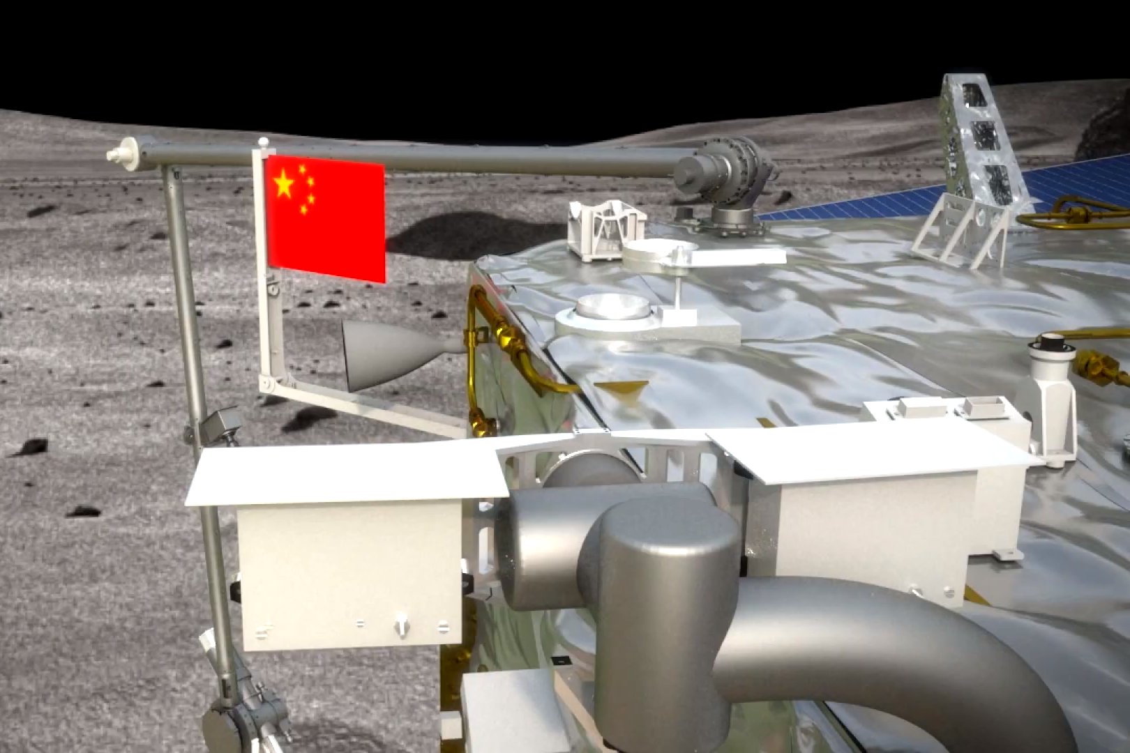 Chang'e 5 Lander with Chinese Flag